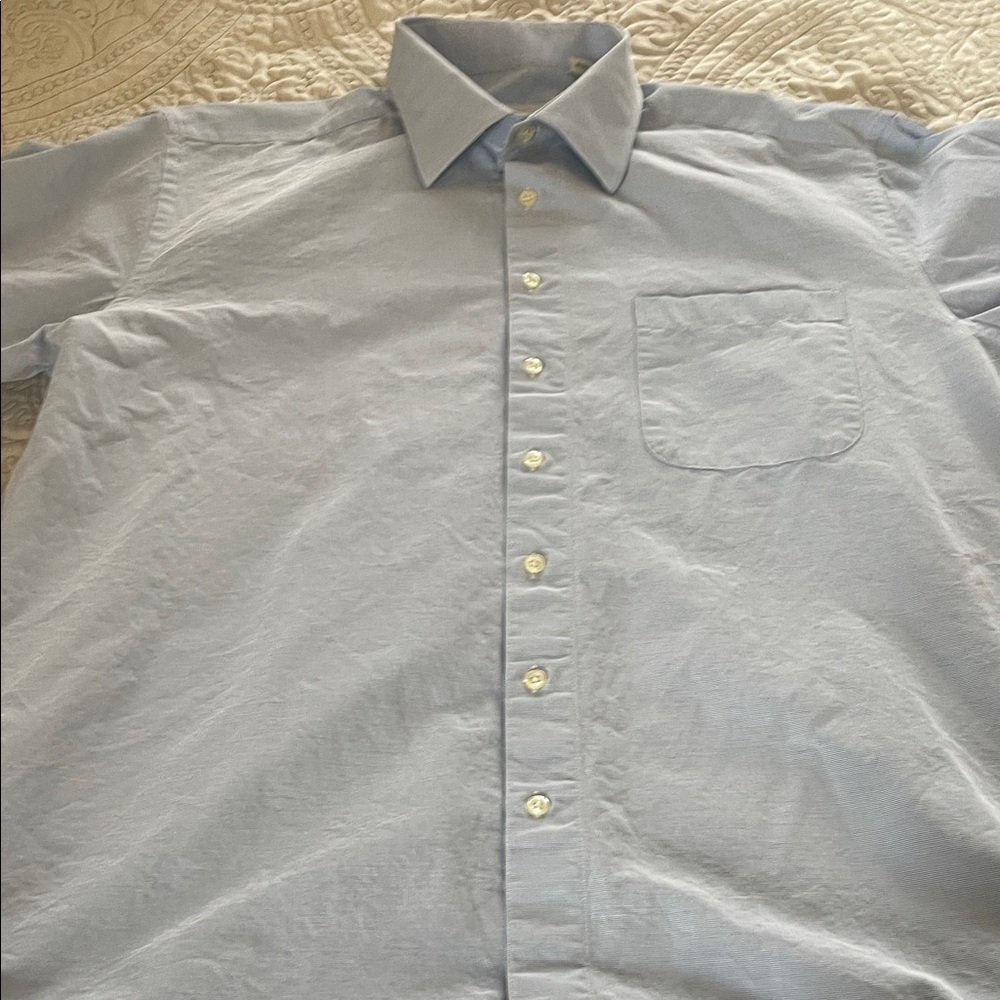 Men's Light Blue Dress Shirt with Chest Pocket